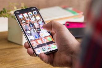 looking at smart phone